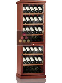 Dual temperature wine cabinet for storage or service - Wood cladding - Inclined bottle display CALICE