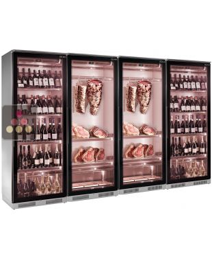 Combination of 2 refrigerated display cabinets for wine and 2 for meat maturation BRERA
