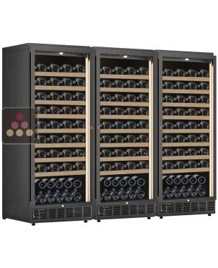 Combination of 3 single temperature built-in wine cabinets for storage or service - Sliding shelves  CALICE