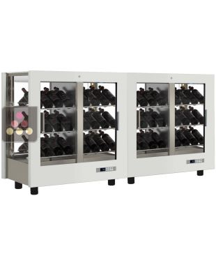 Combination of 2 professional multi-purpose wine display cabinet - 4 glazed sides - Magnetic and interchangeable cover CALICE DESIGN