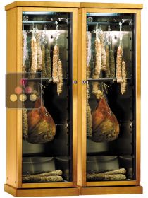 Freestanding combination of 2 refrigerated cabinets for cured meats preservation - Wood cladding CALICE