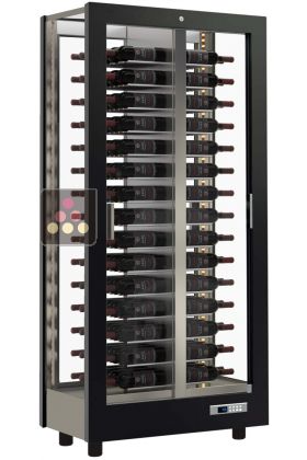 Professional multi-temperature wine display cabinet - 4 glazed sides - Horizontal bottles - Without cladding