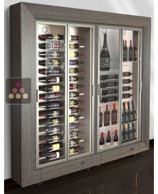 Freestanding combination of 2 modular multi-purpose wine display cabinets - Mixed shelves - 36cm deep CALICE DESIGN