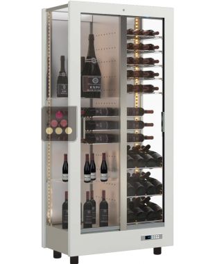 Professional multi-temperature wine display cabinet - 3 glazed sides - Mixed shelves - Wooden cladding CALICE DESIGN