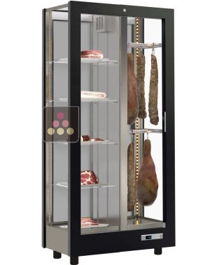 Refrigerated display cabinet for cured meat - 3 glazed sides - Wooden cladding CALICE DESIGN