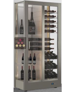 Professional multi-temperature wine display cabinet - 3 glazed sides - Mixed shelves - Magnetic and interchangeable cover CALICE DESIGN