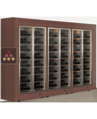 Freestanding combination of 3 professional multi-temperature wine display cabinets - Inclined bottles - Flat frame CALICE DESIGN