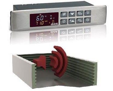 Active carbon filter + defrost cycle and other parameters optimized for domestic use + warm white LEDs instead of natural white + display of selected temperature