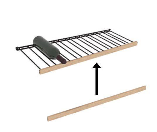 With horizontal wooden trim strips only for shelves