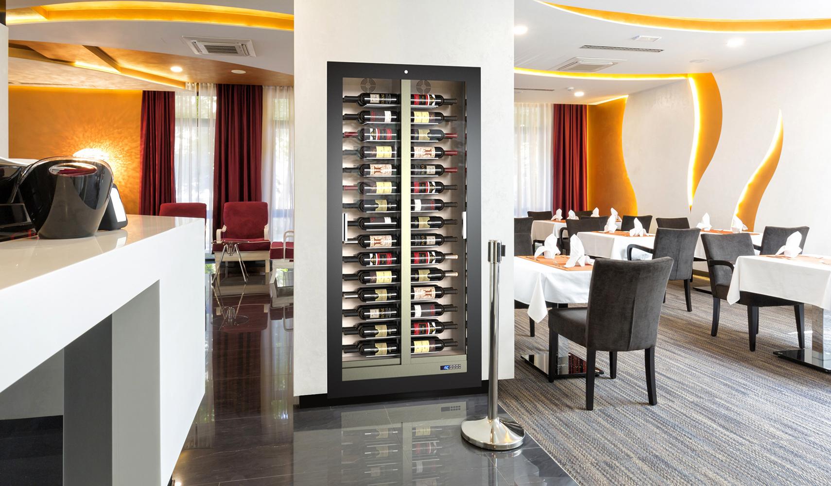 Built-in multi-purpose wine cabinet for storage and service - 36cm deep - Horizontal bottles